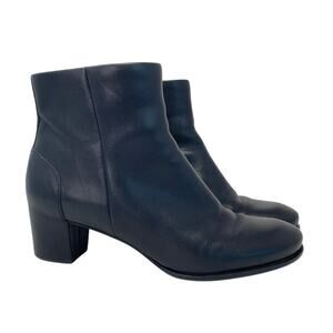 ECCO Black Leather Pailin Block Heel Ankle Boots Size EU 40 US 9
